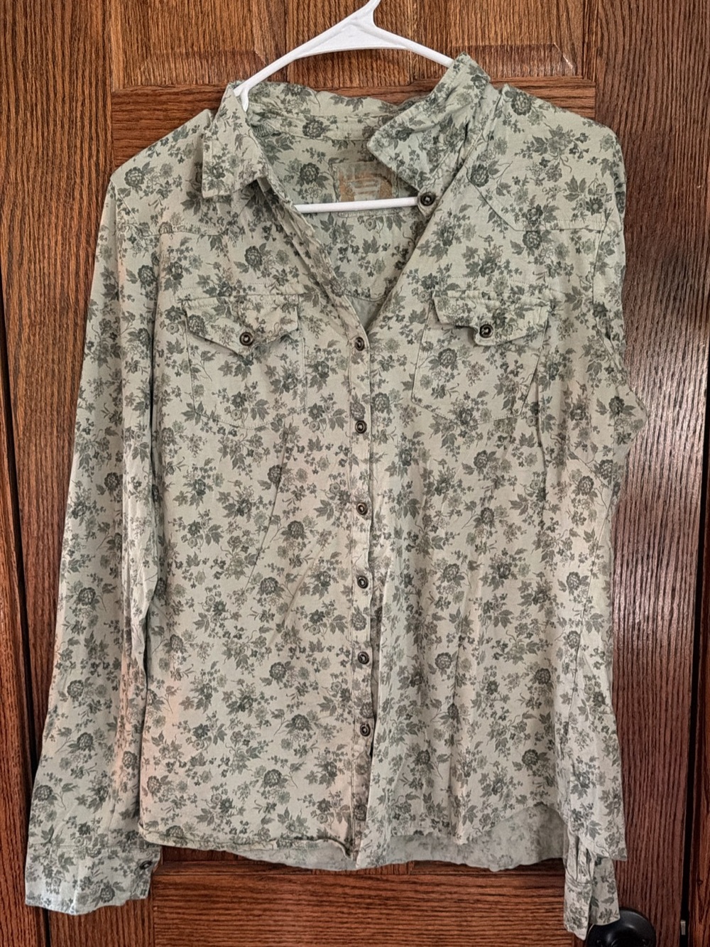 Light Green Floral Button-Up Shirt